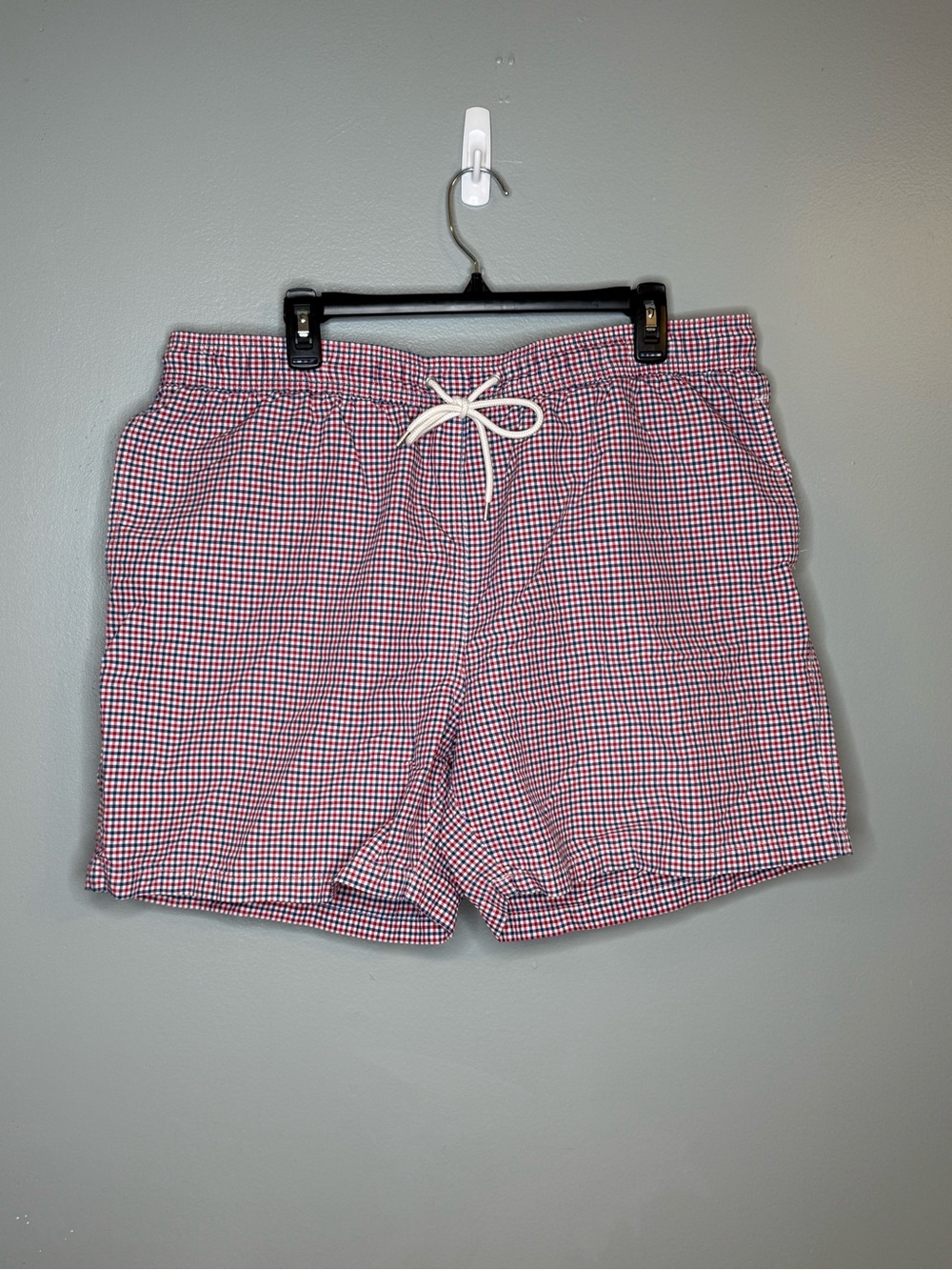 Brooks Brothers 5in Red White Blue Gingham Swim Trunks XL Patriotic America